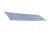 Ziaphsol Store banne auvent rétractable 400 x 150 cm Bleu et Blanc, Toile 180 g m2, Cadre Acier, Protection Solaire pour terrasse, Balcon, Jardin, fenêtre, Manuel Mural
