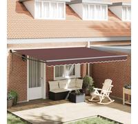 Ziaphsol Store banne auvent rétractable Automatique Marron 450x300 cm en Aluminium Enduit de Poudre, Toile Polyester PU Hydrofuge, pour terrasse Balcon Jardin Patio