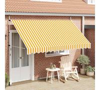 Ziaphsol Store banne auvent rétractable Manuel 350 cm Rayures Oranges et Blanches, Toile Polyester enduite PU, Cadre Acier, terrasse Balcon Jardin fenêtre Veranda, ombrage extérieur
