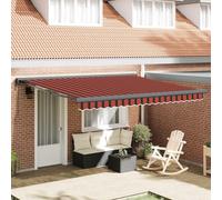 Ziaphsol Store banne auvent rétractable Rouge et Noir 350 x 250 cm, Toile Polyester et Aluminium, Solaire Manuel, pour terrasse Balcon Jardin Patio fenêtre, ombrage extérieur Pluie et intimité