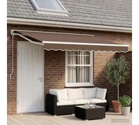 Ziaphsol Store banne électrique rétractable Taupe 5 x 3 m, Toile pergola en Polyester 240 g, Cadre Acier Aluminium Blanc, terrasse Balcon Jardin Patio, Protection Soleil Pluie ombrage intimité
