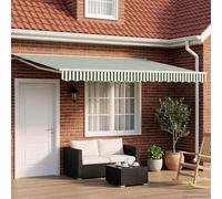 Ziaphsol Store banne électrique rétractable Vert et Blanc 4,5 x 3,5 m, Toile pergola en Polyester 240 g/m2, auvent Mural Semi Cassette pour terrasse Balcon Jardin, ombrage Contre Soleil et Pluie