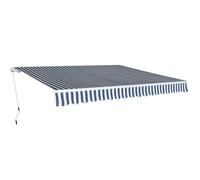 Ziaphsol Store banne Manuel rétractable 400 cm Bleu et Blanc, auvent Mural en Aluminium renforcé, Toile Polyester PU 270 g, Protection Solaire, ombrage terrasse Balcon Jardin