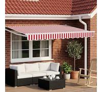 Ziaphsol Store banne Manuel rétractable avec LEDs solaires Rouge et Blanc 3 x 2,5 m Toile, Cadre en Aluminium, terrasse Balcon Jardin Patio pergola