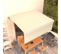 Ziaphsol Store banne rétractable Automatique crème 4 x 3 m pour terrasse Balcon Jardin Patio pergola, Toile Polyester PU, Protection Solaire et intimité, télécommande et manivelle