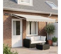 Ziaphsol Store banne rétractable électrique Gris Clair et Blanc 5 x 3 m Toile pergola Aluminium Polyester, ombrage terrasse Jardin Patio, Protection extérieur Contre Soleil Pluie et Chaleur