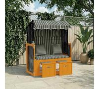 Ziaphsol Strandkorb en résine tressée avec Coussins, Bois Massif Noir Gris, Dossier inclinable 3 Positions, auvent et Repose-Pieds Extensibles pour Jardin terrasse Balcon Plage Piscine extérieur