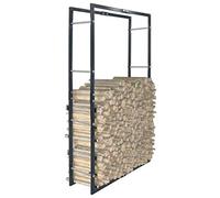 Ziaphsol Support à bois de chauffage en acier noir 80x25x150 cm robuste pour cheminée poêle rangement intérieur extérieur