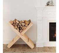 Ziaphsol Support à bûches de cheminée en pin massif - 47 x 39,5 x 48 cm - Étagère à bûches pour cheminée - Aide à empiler - Panier à bois pour un rangement ordonné en hiver