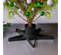 Ziaphsol Support de sapin de Noël noir en métal, réglable, 47 x 47 x 13,5 cm, pour les vrais arbres jusqu'à 2,1 m, réservoir d'eau 0,9 l, support stable avec protection anti-basculement