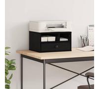 Ziaphsol Support d'imprimante noir aspect chêne en bois 40 x 32 x 24 cm avec tiroir, chariot de bureau, conteneur à roulettes, étagère d'imprimante, armoire pour bureau à domicile et lieu de travail