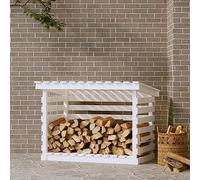 Ziaphsol Support pour Bois de Chauffage en Bois de pin Blanc 108x73x79 cm pour cheminée poêle Foyer Salon Jardin extérieur Rangement Robuste