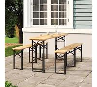 Ziaphsol Table à bière Pliable 170x50x75/105 cm Bois Massif de Sapin, Support Pratique pour Repas, Barbecue, Camping, extérieur, mobilier Robuste, Hauteur réglable, idéal pour Famille et réceptions