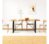 Ziaphsol Table à Manger en Bois Massif recyclé 180 cm avec Pieds en Acier Robuste pour Cuisine Salle à Manger conviviale et Espace Repas Familial