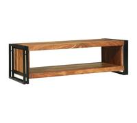 Ziaphsol Table Basse Marron en Bois Massif d'acacia 120 x 50 x 38 cm avec étagère pour Salon intérieur, mobilier Moderne et Durable pour détente et Relaxation