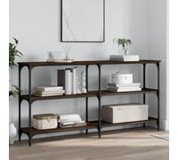 Ziaphsol Table Console chêne Marron 150x29x75 cm Bois d'ingénierie Industriel Moderne avec Rangement et Cadre en métal pour Salon entrée ou Couloir
