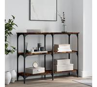 Ziaphsol Table Console en Bois d'ingénierie avec Cadre en métal chêne fumé 100x29x75 cm pour entrée Salon Couloir Meuble Rangement avec Pieds réglables et Fixation Murale