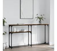 Ziaphsol Table Console en Bois d'ingénierie chêne fumé 145x22,5x75 cm avec Cadre en métal Industriel, Rangement Pratique pour entrée Salon Couloir avec Pieds réglables et Fixation Murale