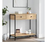 Ziaphsol Table Console en Bois d'ingénierie chêne Sonoma 75x34,5x75 cm avec Cadre métal Industriel pour entrée Salon Couloir