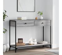 Ziaphsol Table Console Sonoma Gris 100x34.5x75 cm Bois d'ingénierie métal Cadre Industriel Moderne Vintage pour entrée Salon Couloir Chambre