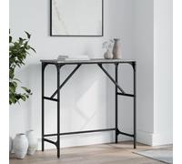 Ziaphsol Table Console Sonoma Gris 75x32x75 cm en Bois d'ingénierie avec Cadre en métal pour Salon entrée ou Couloir, Meuble Industriel Moderne avec Pieds réglables et Fixation Murale