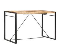 Ziaphsol Table de bar 180 x 90 x 110 cm en bois massif de mangue, laqué poli, avec pieds en acier stables pour cuisine et salle à manger, meuble au design industriel unique.