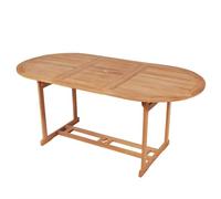Ziaphsol Table de jardin - 180 x 90 x 75 cm - En teck massif - Résistante aux intempéries - Durable - Avec trou de parasol - Idéale pour jardin, terrasse, balcon, extérieur, camping, pique-nique