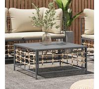 Ziaphsol Table de Jardin Anthracite, résine tressée, 70 x 70 x 34 cm, Structure Acier Enduit de Poudre, Module composable pour terrasse, Balcon, Patio, Jardin, Salon détente, 110 kg