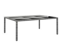 Ziaphsol Table de Jardin en résine tressée Gris 200x150 cm avec Plateau en Verre trempé 75 cm de Hauteur pour terrasse Balcon Patio Repas dîner mobilier extérieur Support Pot
