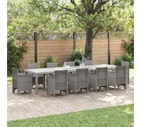 Ziaphsol Table de jardin gris clair 350 x 100 x 74 cm en rotin synthétique résistant aux intempéries stable pour jardin, terrasse, balcon, extérieur, repas et réunion, peu encombrant et facile