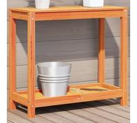 Ziaphsol Table de plantation en pin massif avec étagère 82,5 x 35 x 75 cm, marron ciré, capacité de charge de 60 kg, pour balcon, terrasse, jardin, salon et jardin d'hiver