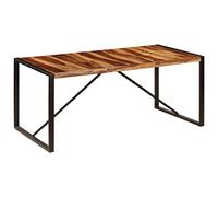 Ziaphsol Table de Salle à Manger 180x90x75 cm en Bois de Sesham Massif avec Pieds en Acier Finition polie et laquée idéale pour Cuisine, Salon ou Salle à Manger conviviale