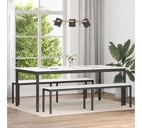 Ziaphsol Table de Salle à Manger Blanche en Bois Massif 200 cm avec Pieds métalliques Stable Design Moderne pour Cuisine Salon et Espace Repas Convivial