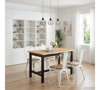 Ziaphsol Table Haute Industrielle en Bois de pin Massif Noir 112 x 70 x 91 cm Style Rustique Moderne pour Salle à Manger Salon séjour Meuble Robuste et Design Urbain