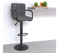 Ziaphsol Tabouret de bar en tissu gris clair avec vérin à gaz, pivotant à 360 degrés, siège rembourré, repose-pieds intégré, cadre en acier réglable en hauteur pour cuisine, comptoir, salle à manger