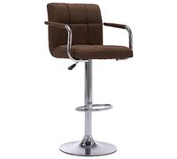 Ziaphsol Tabouret de bar en tissu marron, réglable en hauteur avec vérin à gaz, pivotant à 360 degrés, cadre en acier chromé, siège et dossier rembourrés, pour comptoir, cuisine, bistrot