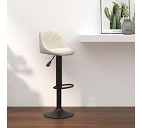 Ziaphsol Tabouret de bar en velours crème pivotant en hauteur réglable avec repose-pieds, cadre en acier revêtu par pulvérisation noir, 46 x 44 x 82-103 cm, pour cuisine, comptoir, salle à manger