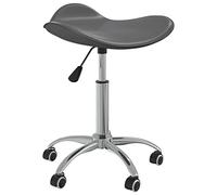 Ziaphsol Tabouret de coiffeur gris simili cuir réglable en hauteur, pivotant, acier chromé, 44 x 44 x 46 à 57 cm, 5 roulettes, jusqu'à 110 kg, pour salon de coiffure, cosmétique, barbier, studio