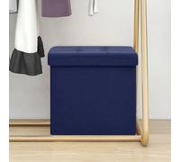 Ziaphsol Tabouret de rangement bleu effet lin rembourré 38 x 38 x 38 cm pliable et portable pour invités, camping, jardin, balcon et peu encombrant dans le salon