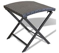 Ziaphsol Tabouret pliant en rotin synthétique - Noir - 44 x 44 x 40 cm - Résistant aux intempéries - Pliable - Peu encombrant - Avec cadre en acier revêtu par pulvérisation - Pour jardin, balcon