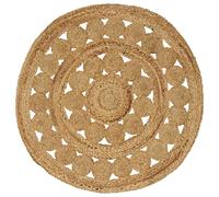 Ziaphsol Tapis naturel Ø 90 cm jute moderne rond pour salon, chambre à coucher et couloir, lavable, antidérapant, facile d'entretien, polyvalent, décoratif, idéal pour l'intérieur, bohème