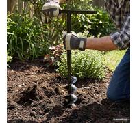 Ziaphsol Tarière avec poignée 80 mm de diamètre spirale, 9 m de tuyau d'extension pour jardin, sol, terre, perceuse manuelle pour poteau, clôture, plantation de trous