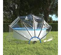 Ziaphsol Tente de piscine ronde en PVC avec couverture dôme en fibre de verre, transparente, 467 x 234 cm, housse de piscine avec protection contre la saleté pour piscine, jardin, terrasse