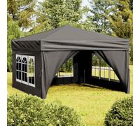 Ziaphsol Tente de réception Pliable avec parois Anthracite 3x3 m pour événements extérieurs, abri de Jardin, Gazebo Robuste, Protection Contre Pluie Soleil, Structure légère et Facile à Transporter
