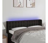 Ziaphsol Tête de lit à LED Noir en Tissu, Panneau Dossier capitonnage Rembourrage 147 x 16 x 78/88 cm, Cadre Chambre Couchage Decor Appui Lecture avec Bois Solide