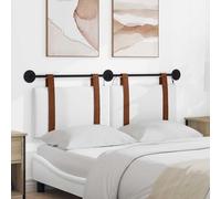Ziaphsol Tête de lit suspendue avec lumière LED - Blanc vieilli - En polyuréthane - 150 x 55 cm - Montage mural - Panneau rembourré - Décoration de chambre à coucher pour lit double et chambre