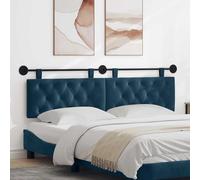 Ziaphsol Tête de lit Suspendue avec lumière LED Bleue en Velours, Panneau capitonné pour Chambre, Support Mural, Design Moderne, Dimensions 170x55x7 cm, idéal pour décoration intérieure et Confort