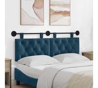 Ziaphsol Tête de lit suspendue avec lumière LED en velours bleu, 150 x 55 cm, panneau mural, panneau rembourré, dossier pour chambre à coucher, chambre d'amis, chambre d'adolescent, lit double