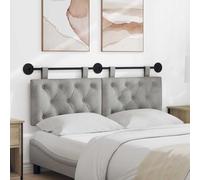 Ziaphsol Tête de lit Suspendue avec lumière LED Gris Clair en Velours, Panneau capitonné pour Chambre, Support Mural, Design Moderne, Confort et décoration intérieure