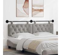 Ziaphsol Tête de lit Suspendue avec lumière LED Gris Clair en Velours, Panneau capitonné pour Chambre, Support Mural, Design Moderne, Confort et décoration intérieure élégante